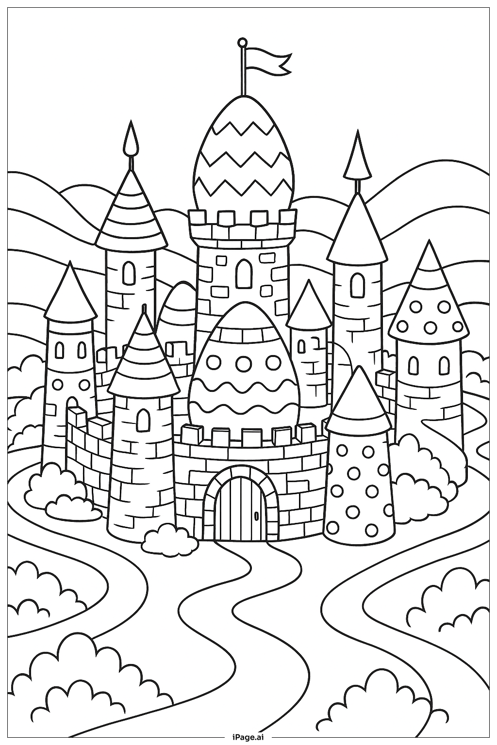  부활절 달걀 성 장면 색칠공부 페이지 