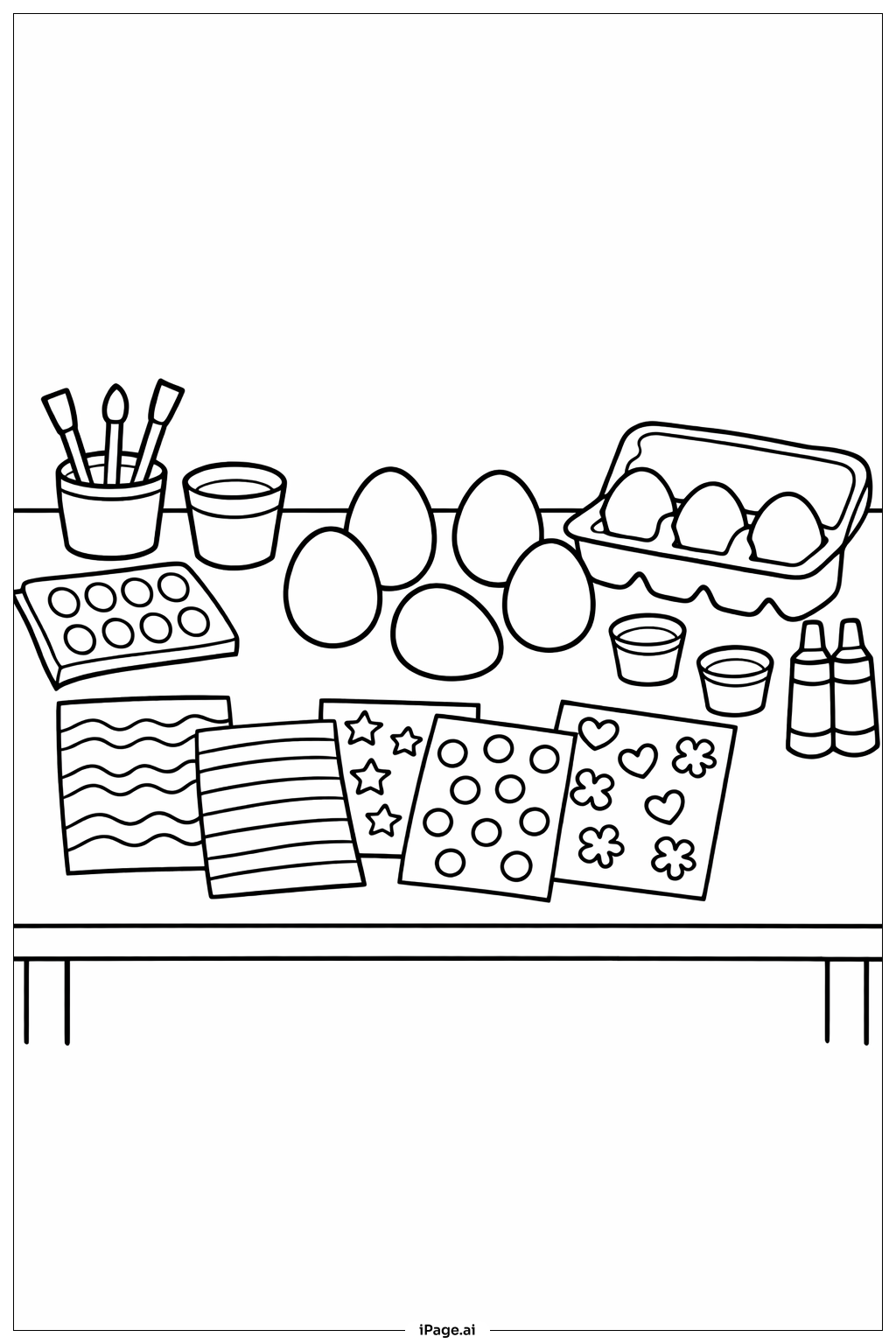  Osterei-Dekorationstisch Ausmalseite 