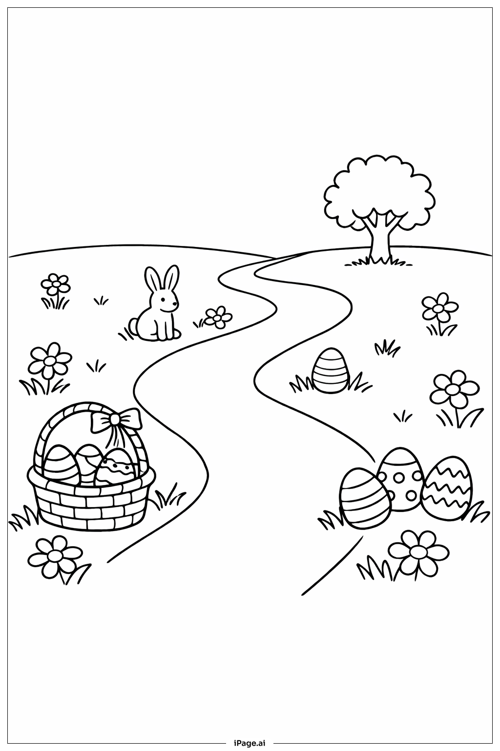  Osterweg durch die Wiese Ausmalseite 