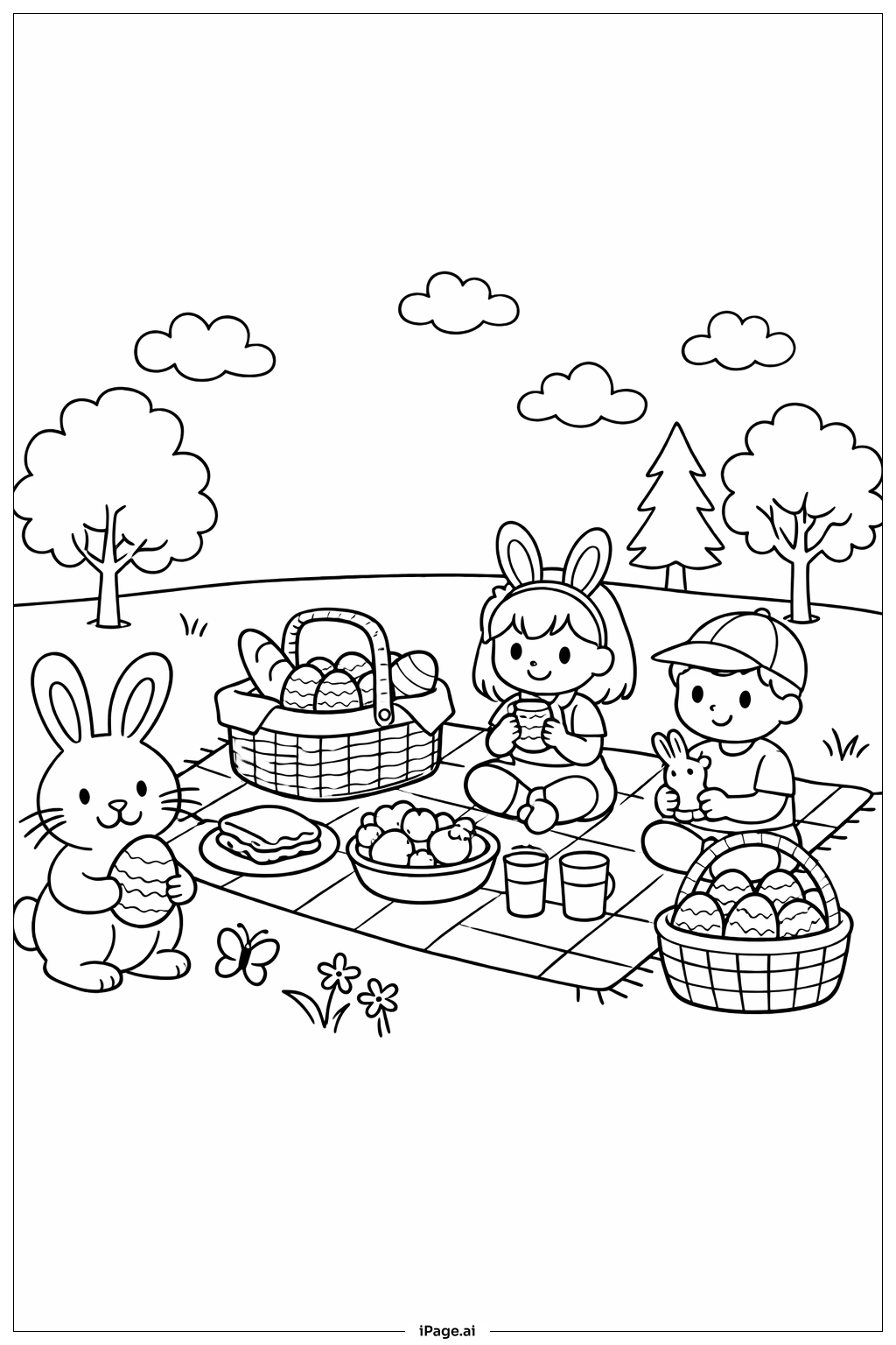  Osterpicknick im Park Ausmalseite 