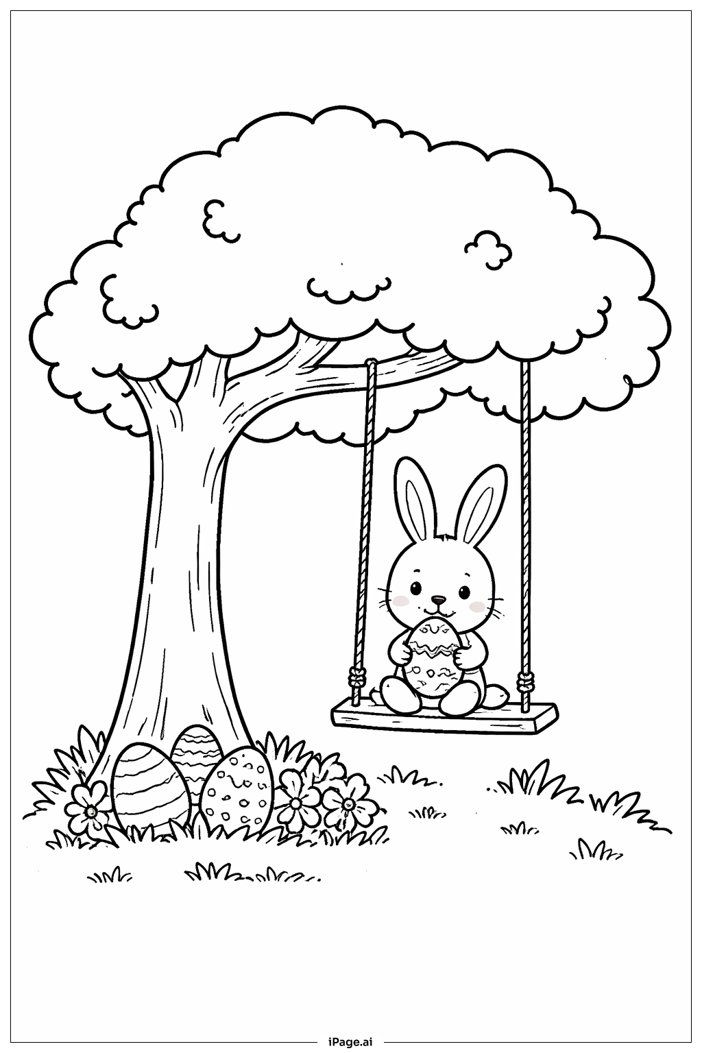  Osterschaukel unter dem Baum Ausmalseite 