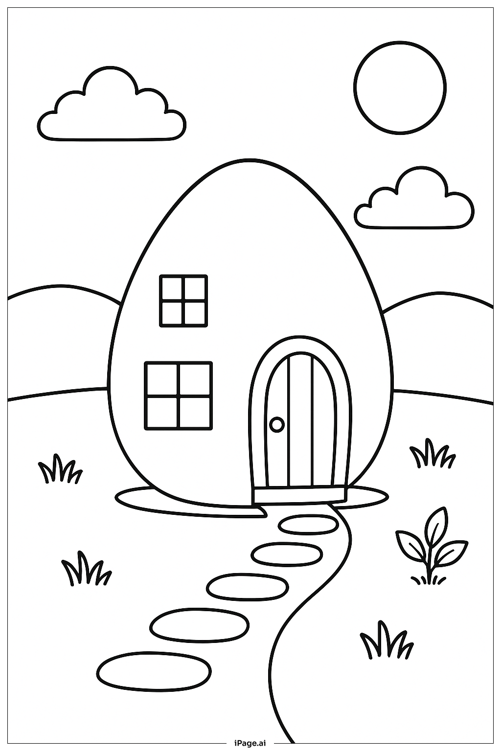 Egg House Scene Coloring Page