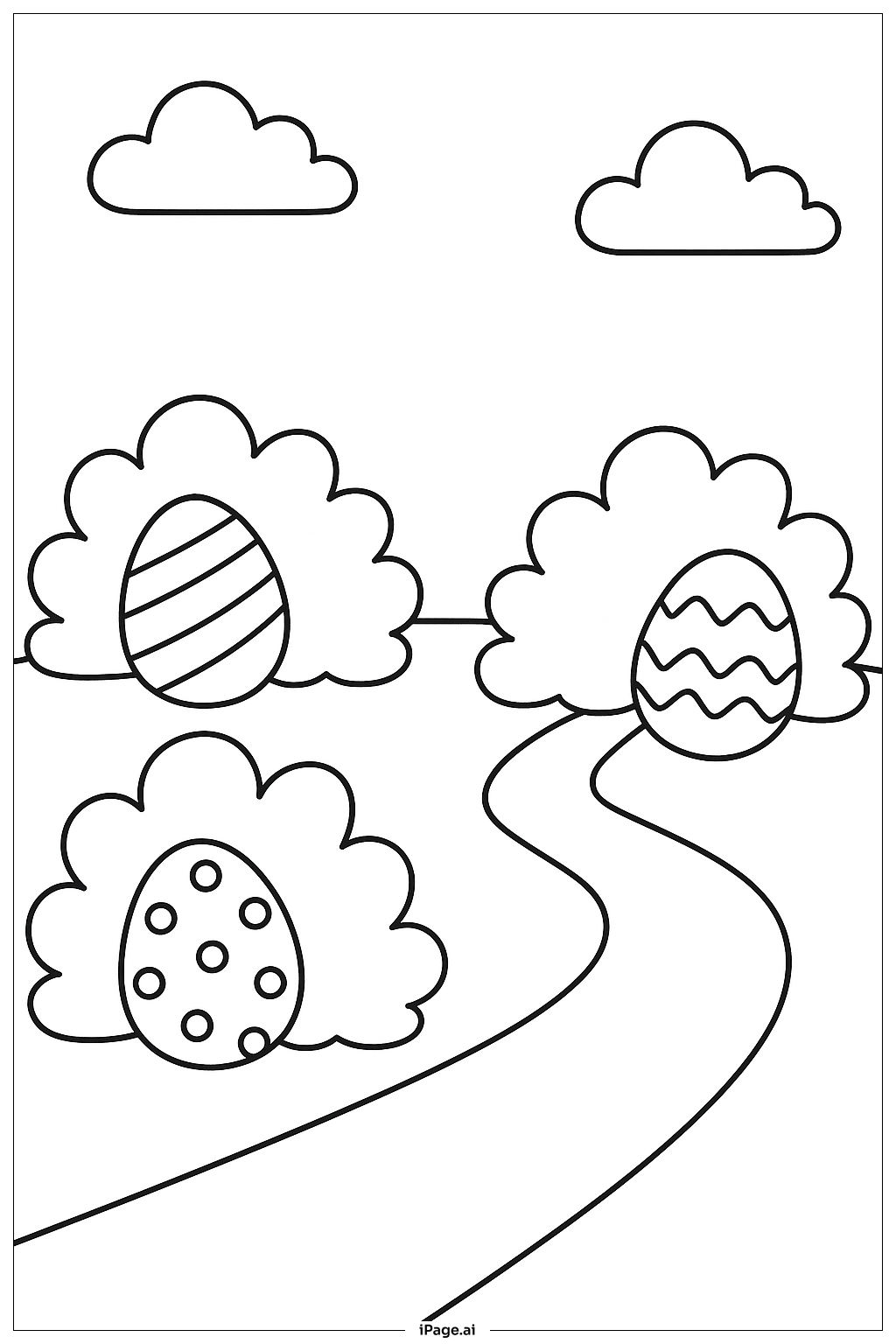Egg Hunt Scene Coloring Page