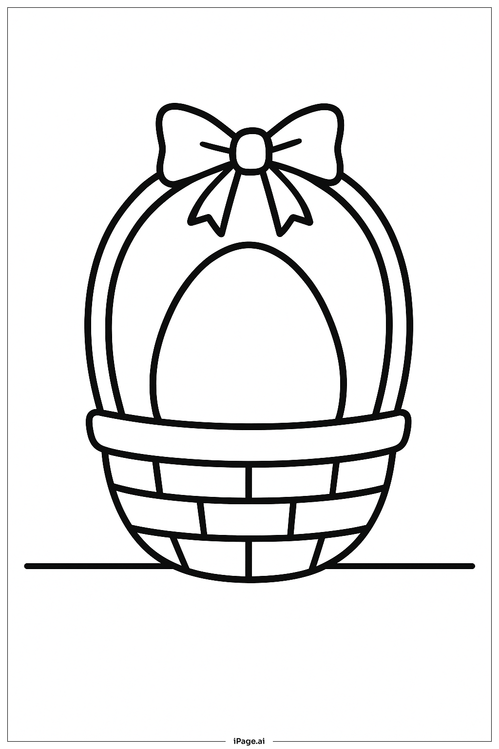 Egg In Basket With Bow Coloring Page