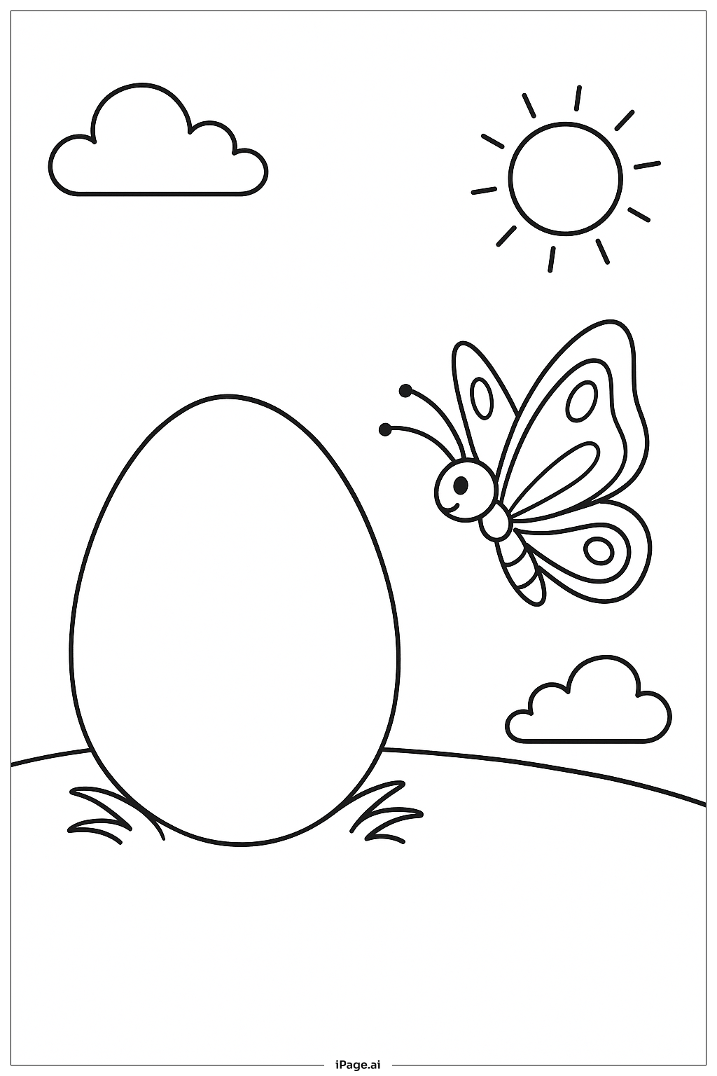Egg With Butterfly Coloring Page