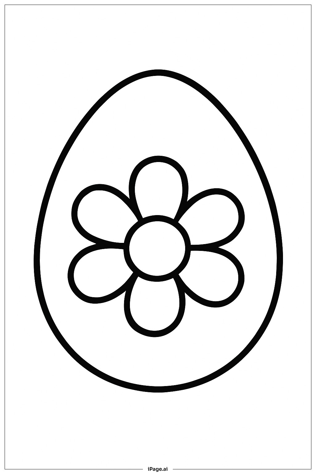 Egg With Flower Outline Coloring Page