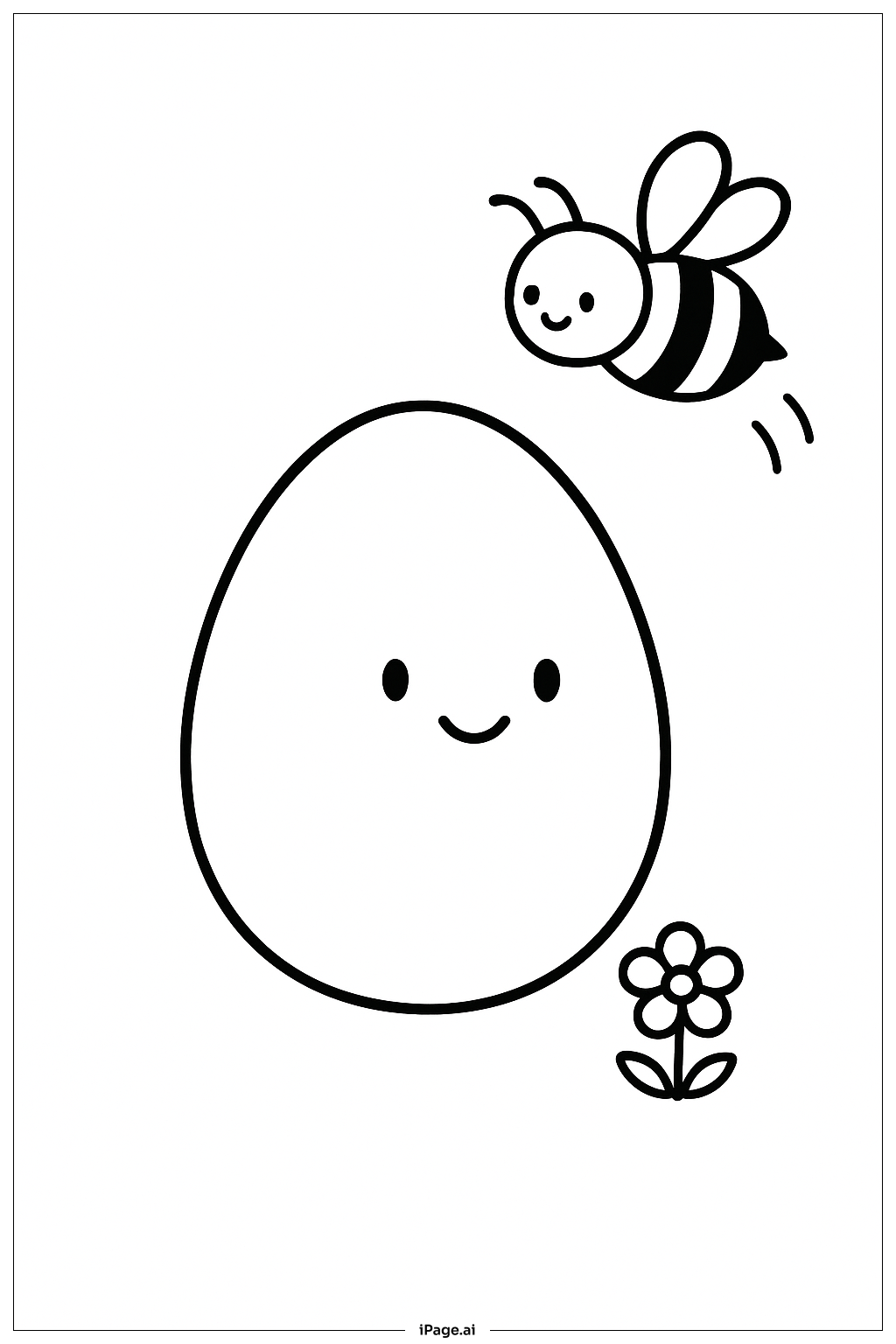 Egg With Little Bee Coloring Page