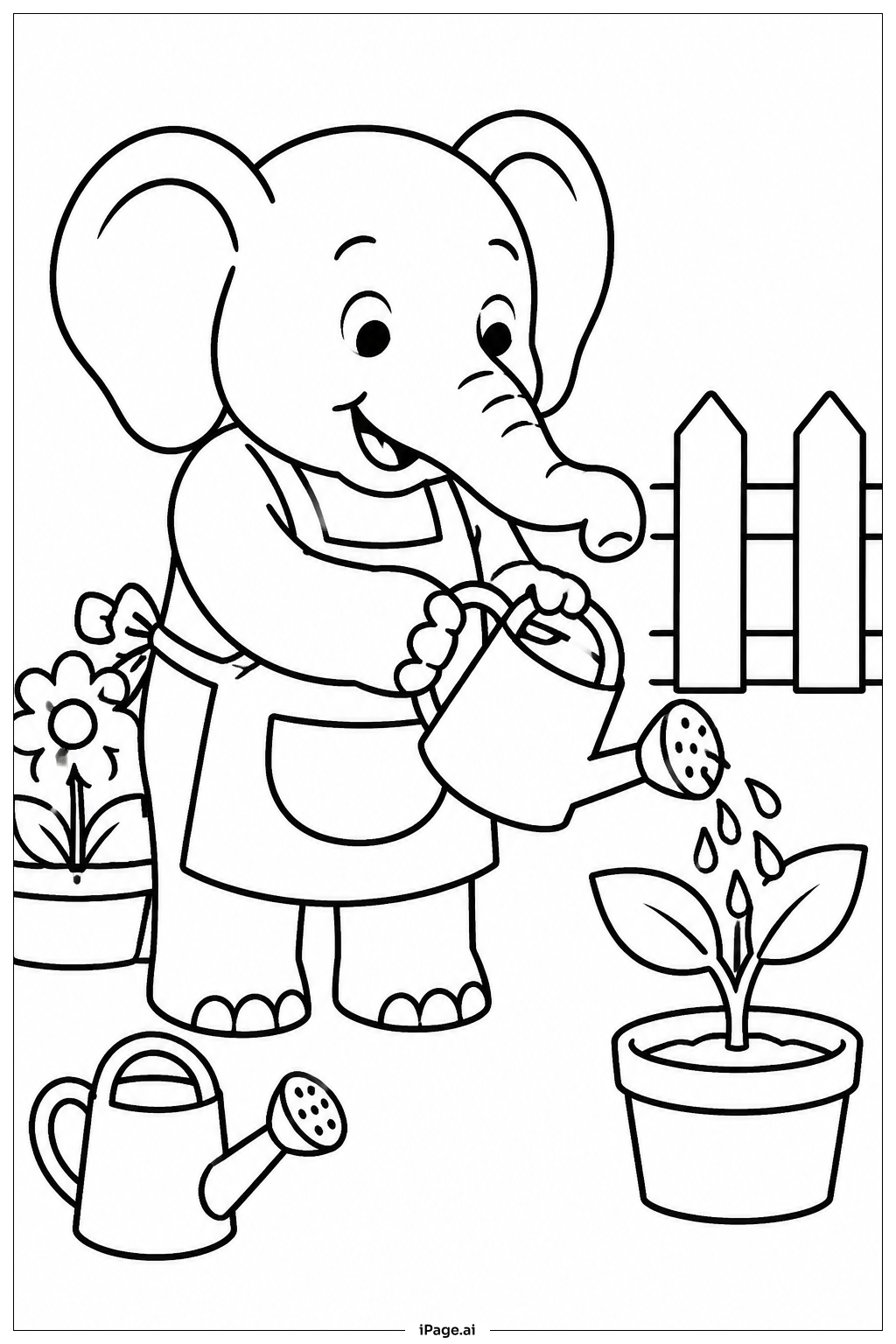  Página para colorear de Elefante Jardinero 