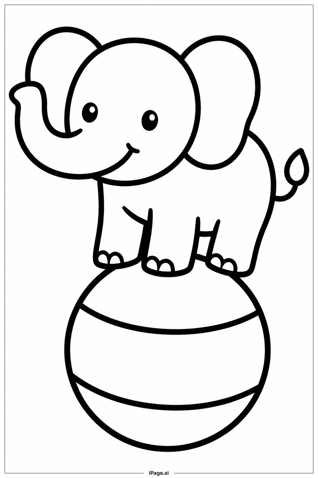 Elephant On Ball Coloring Page