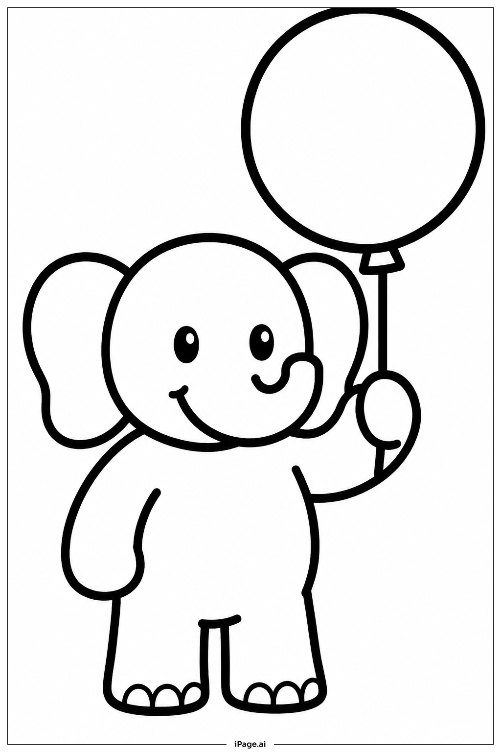 Elephant With Balloon Coloring Page