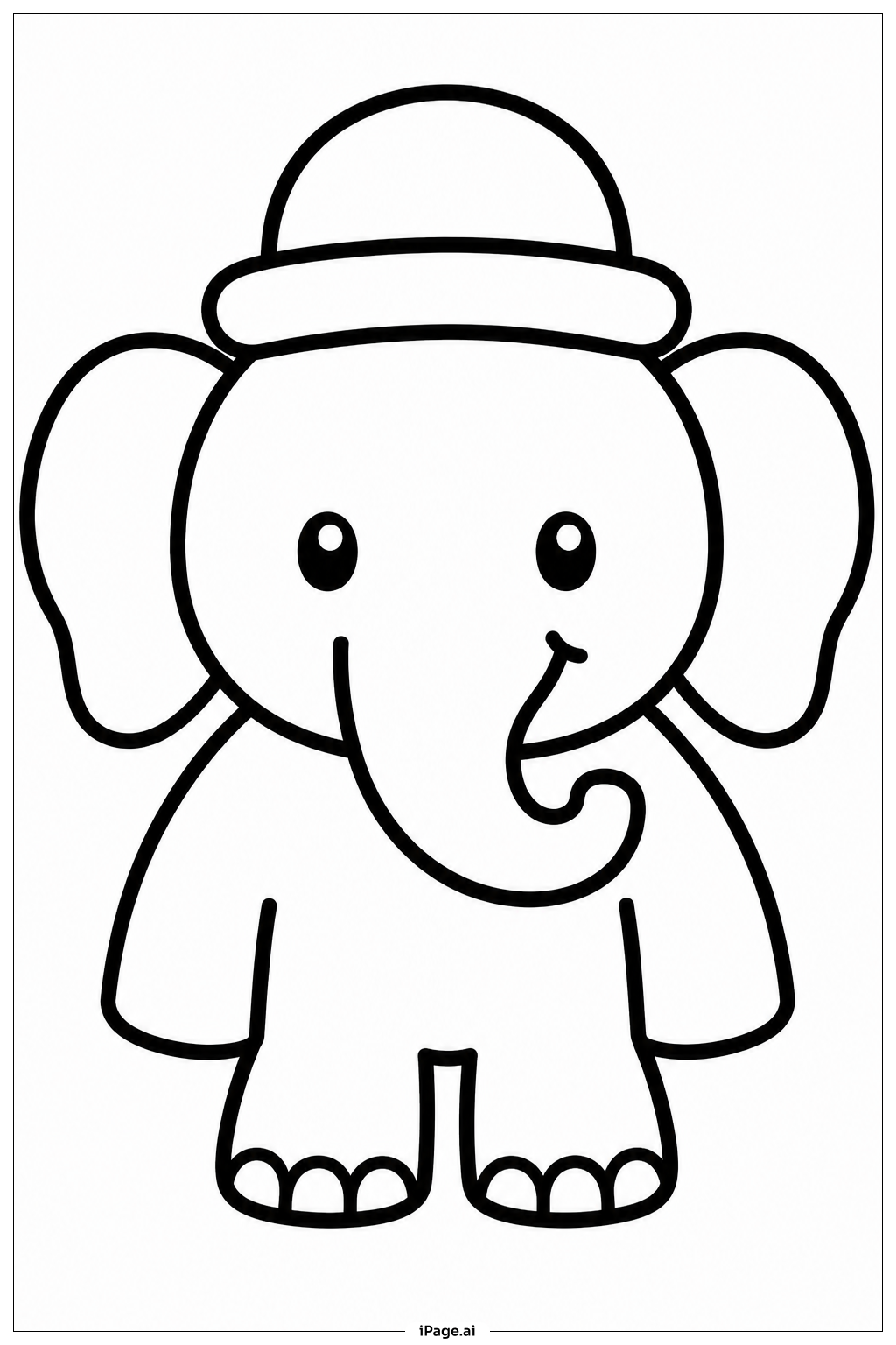 Elephant With Hat Coloring Page