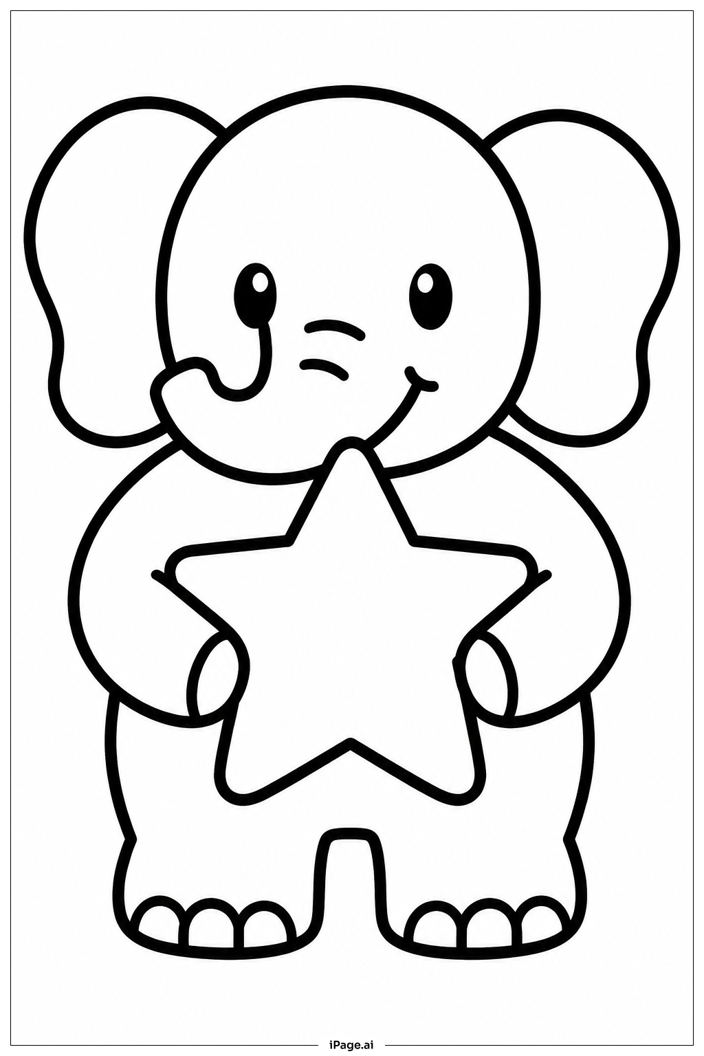 星と象の塗り絵ページ