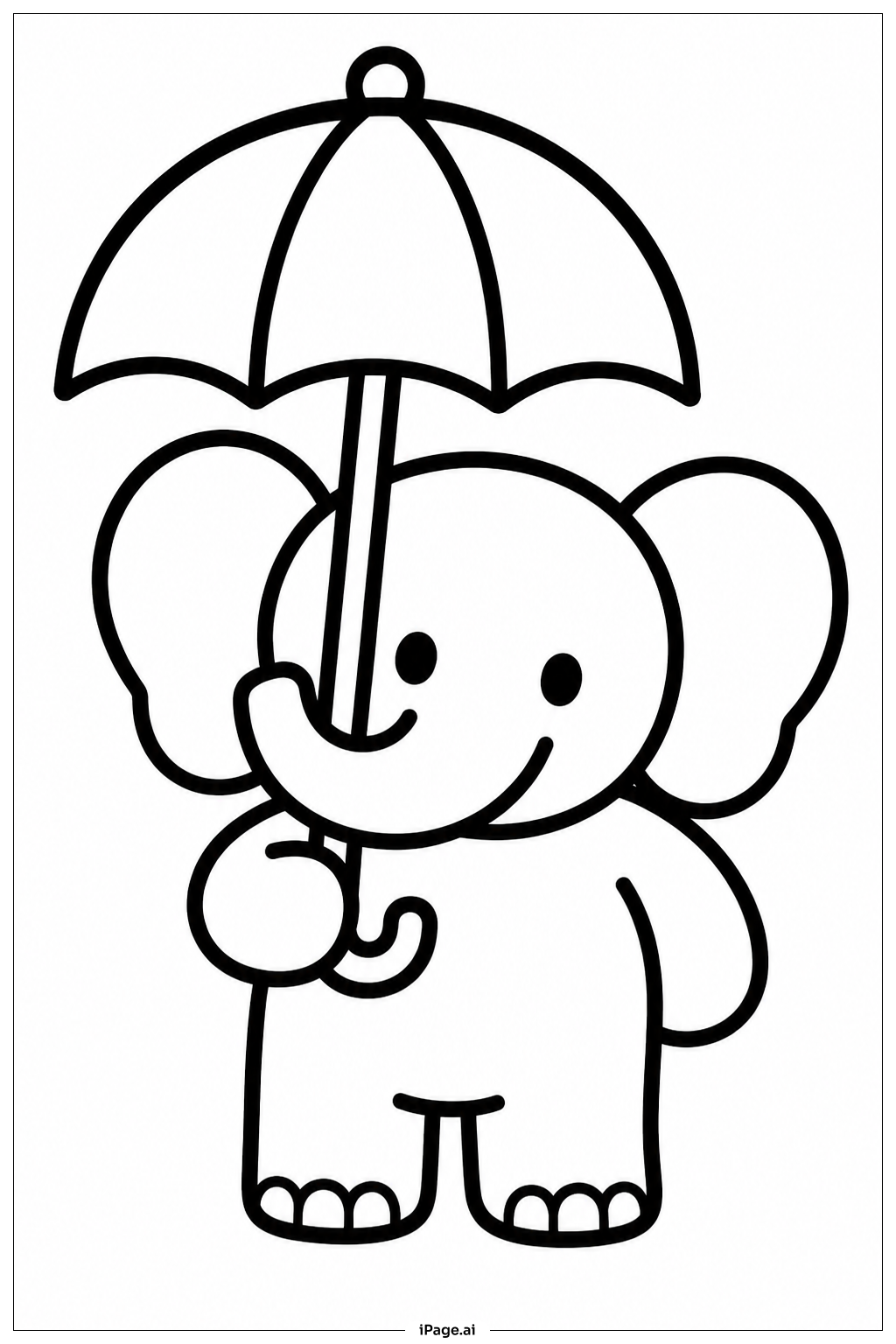 Elephant With Umbrella Coloring Page
