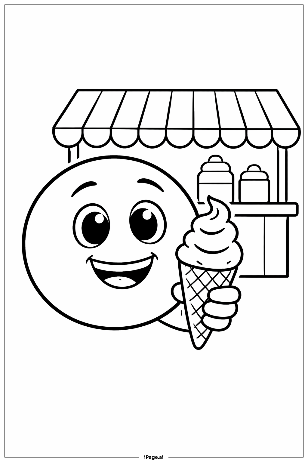  Page de coloriage Gourmandise Emoji Glacée 