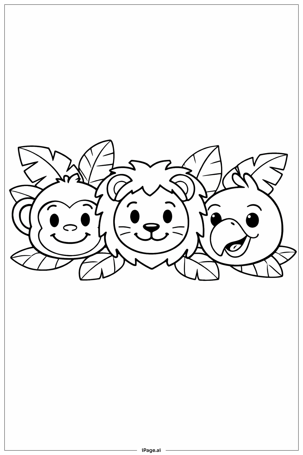  Página para colorir de Amigos da Selva Emoji 