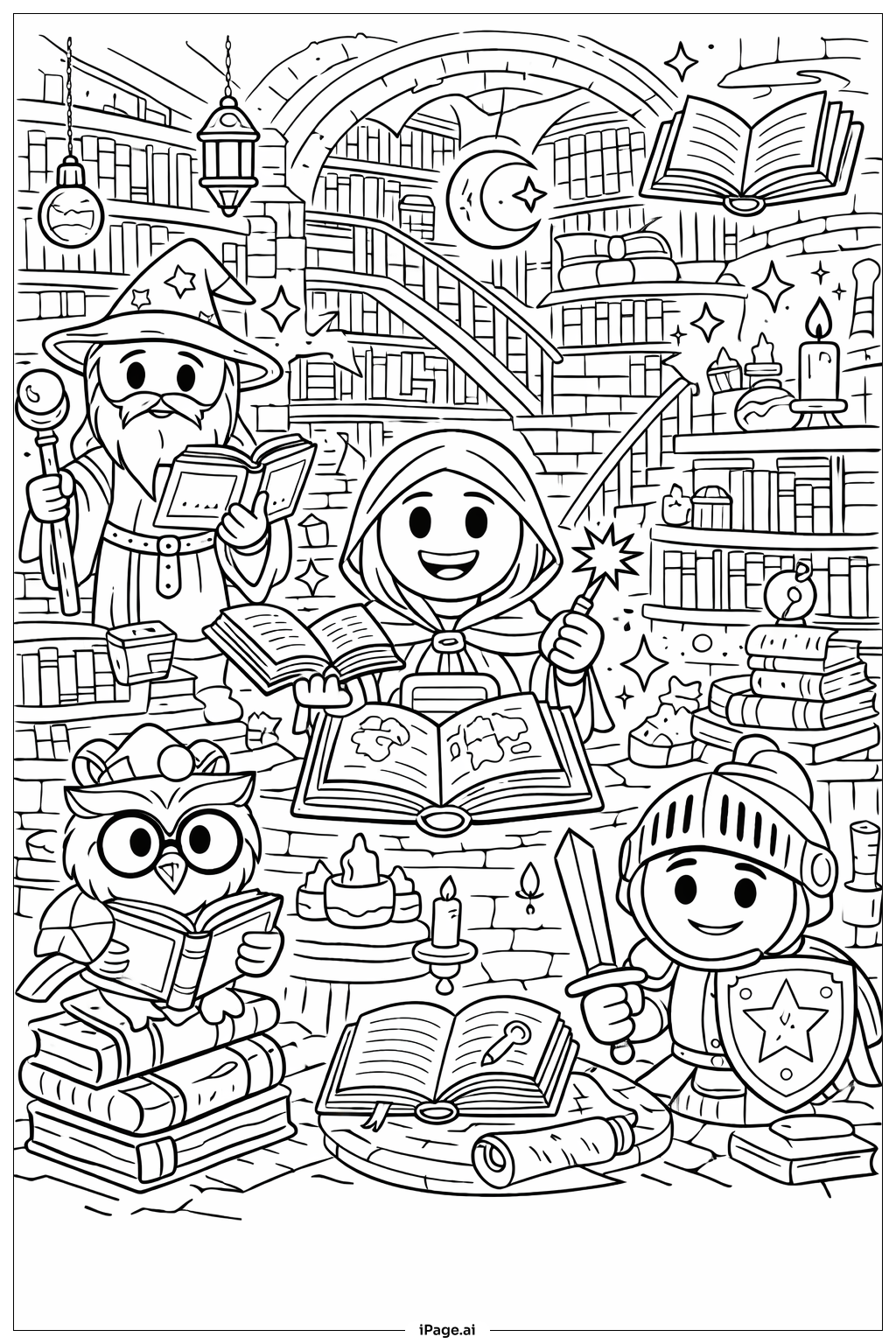  Emoji Magic Library Coloring Page 