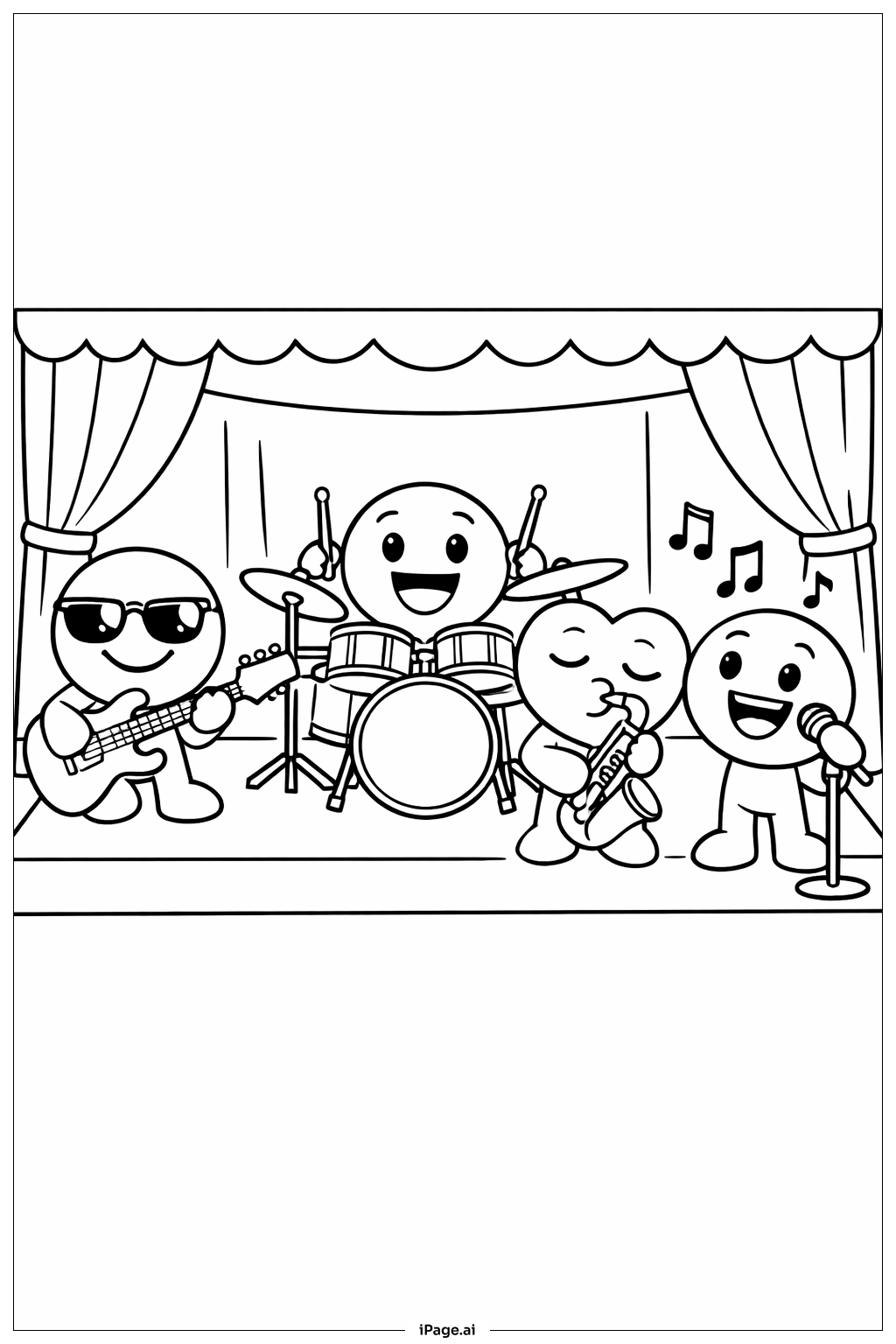  Page de coloriage Groupe de musique Emoji 
