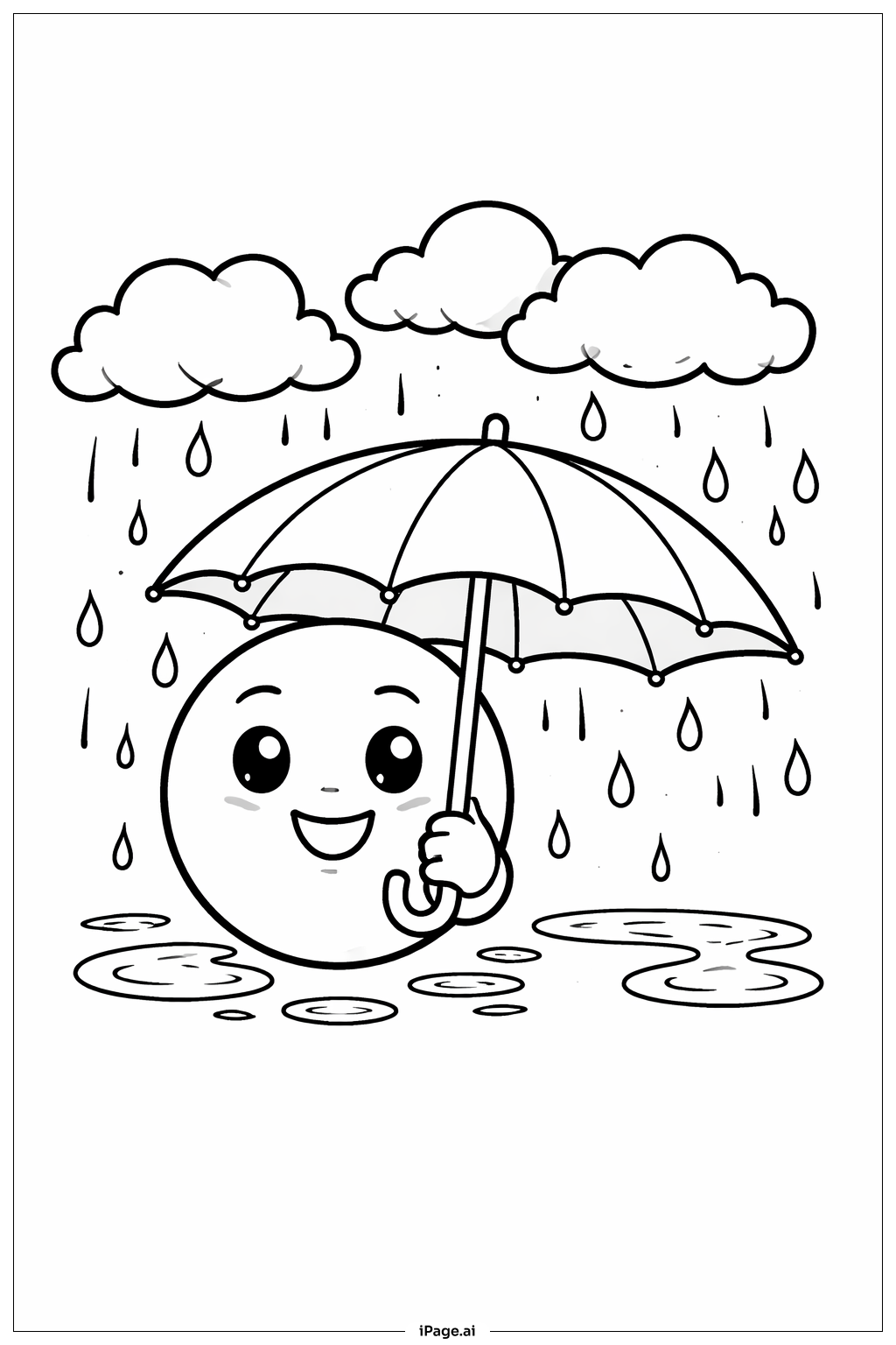 雨天表情符号填色页