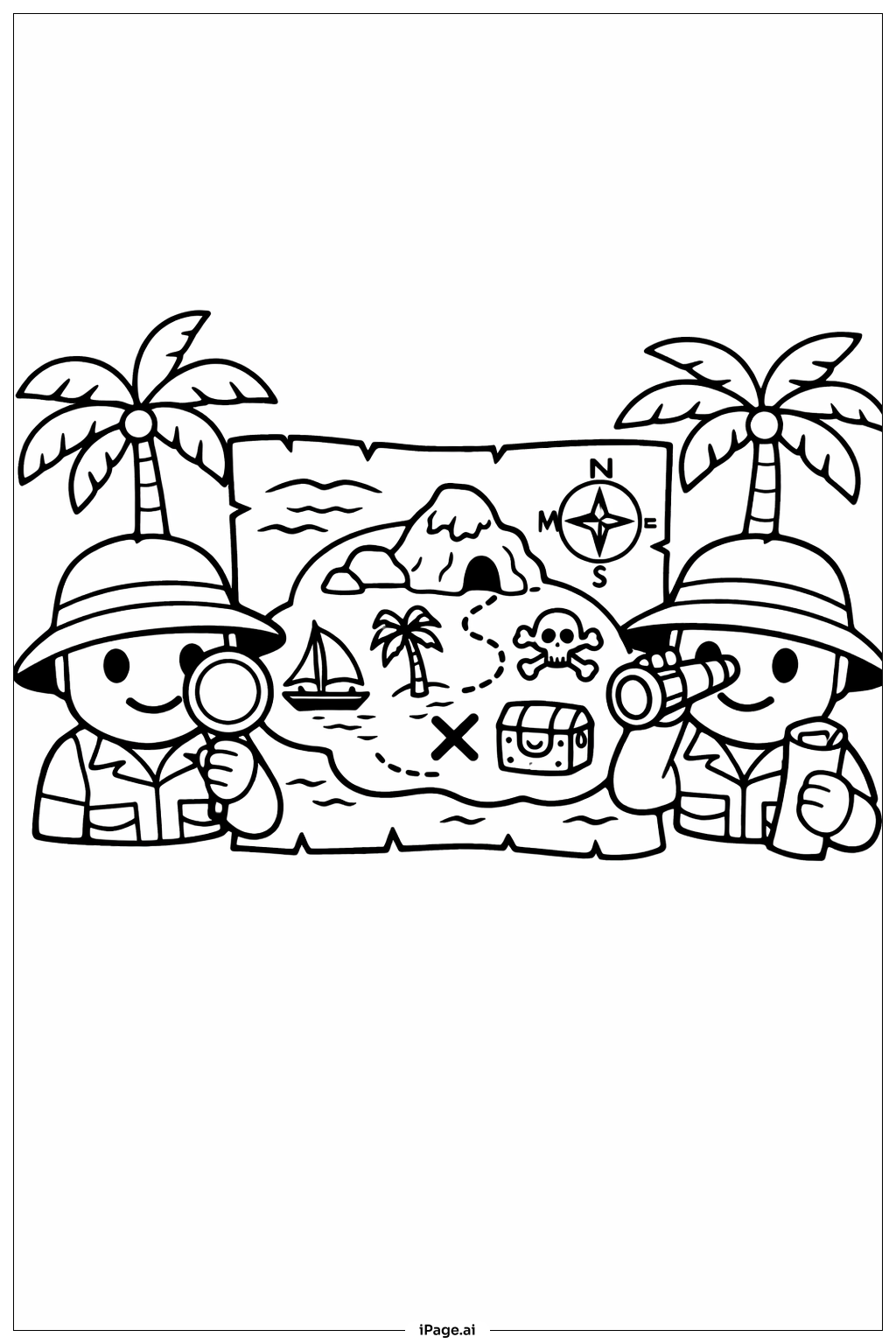  Page de coloriage Chasse au Trésor Emoji 