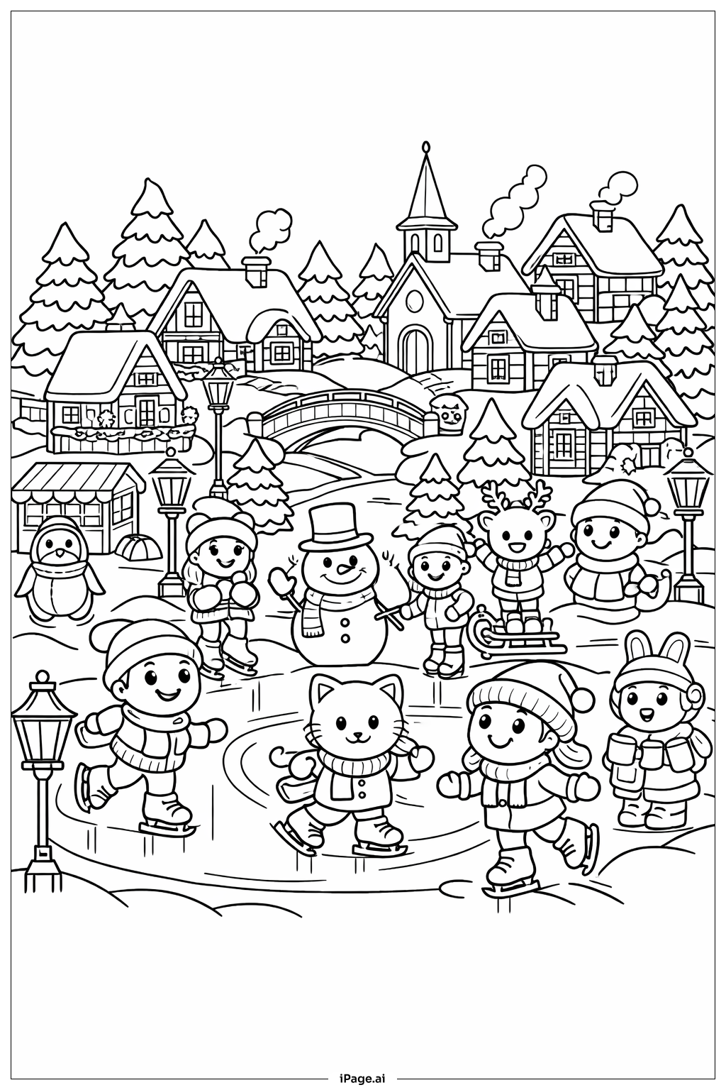  Emoji Winter Village Coloring Page 