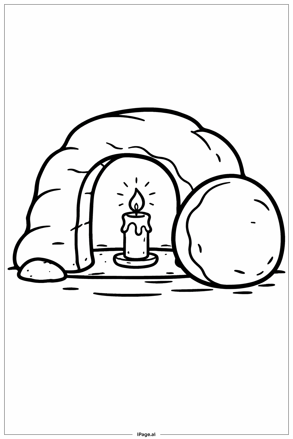  空墓与蜡烛填色页 