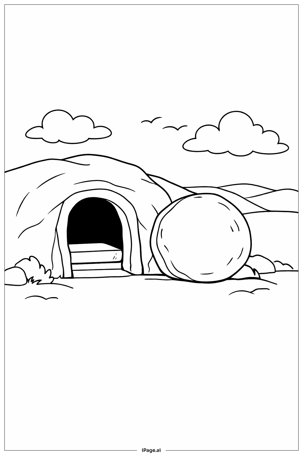 空墓與滾開的大石無陰影著色頁