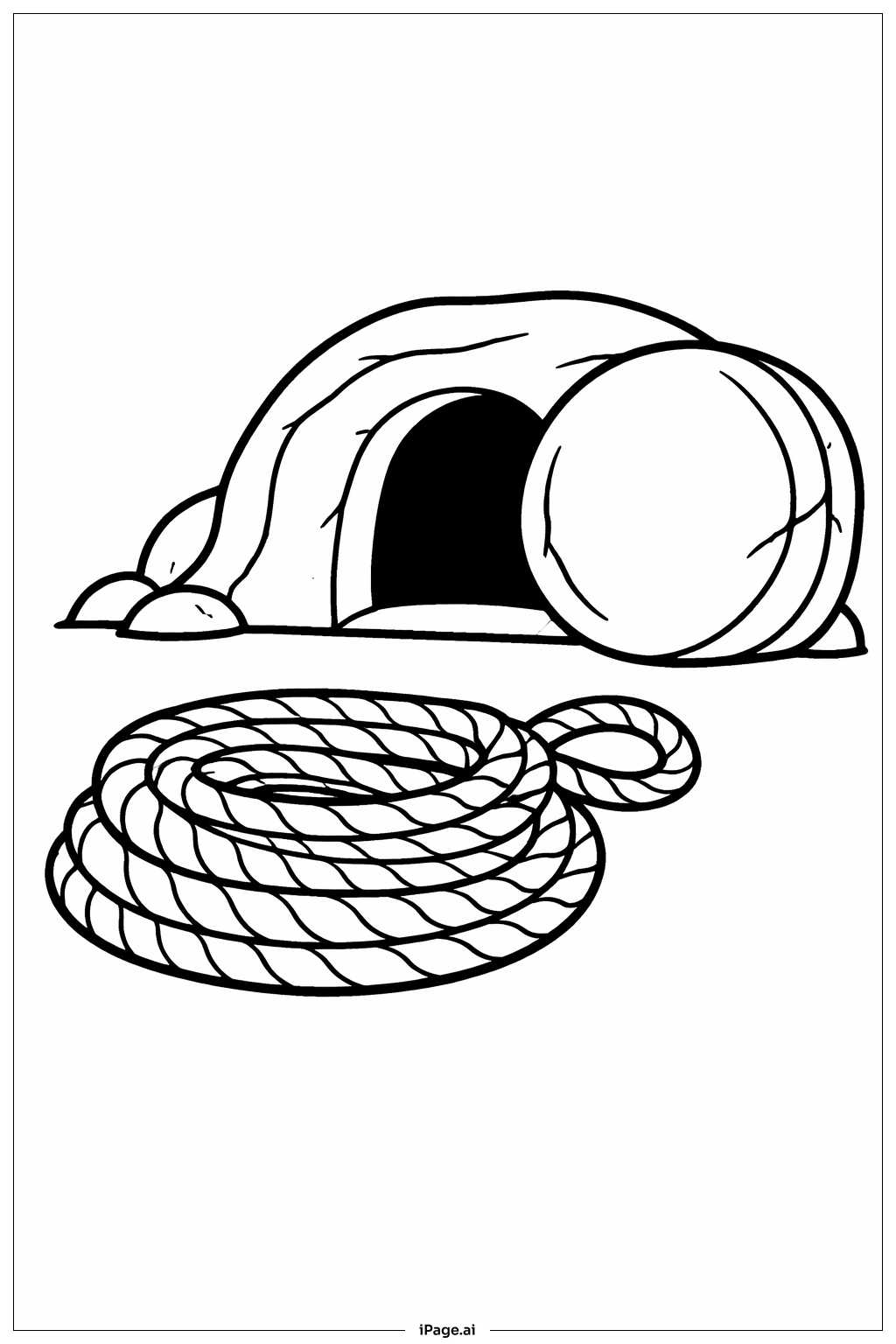  밧줄이 있는 빈 무덤 색칠공부 페이지 