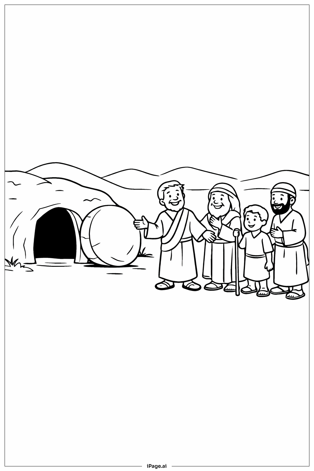  空墓与来访的朋友填色页 