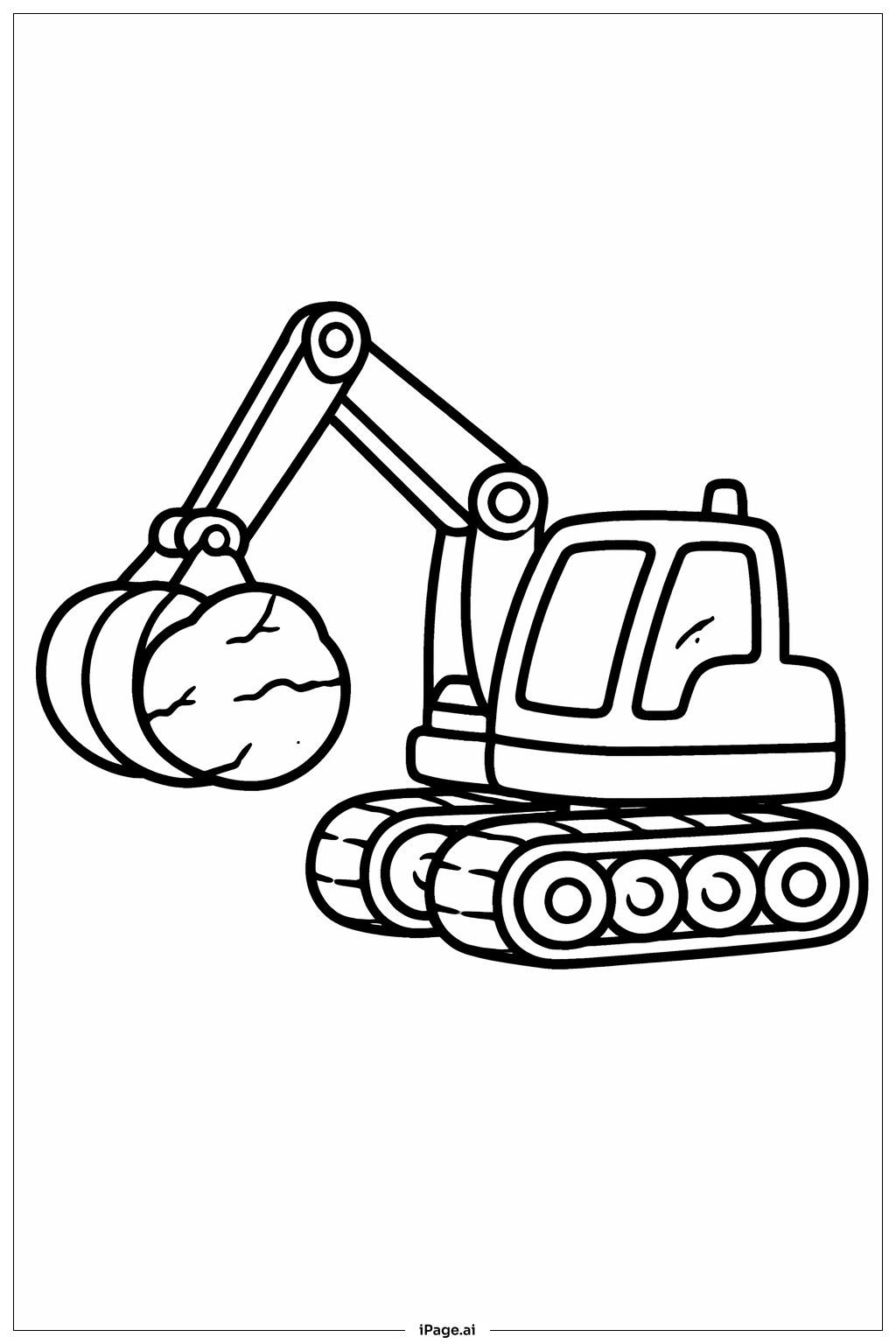  Excavator Holding A Rock Coloring Page 