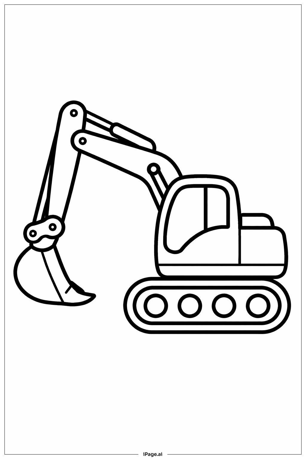 Excavator In Simple Side View