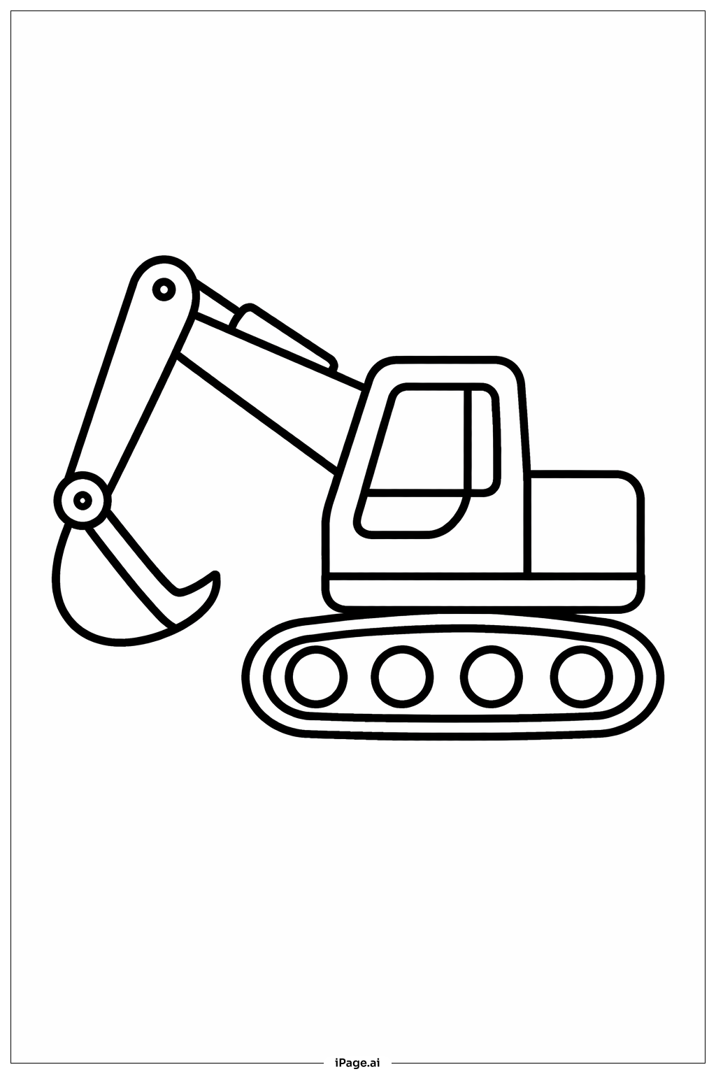  Página para colorir de Escavadora Vista Lateral Simples 