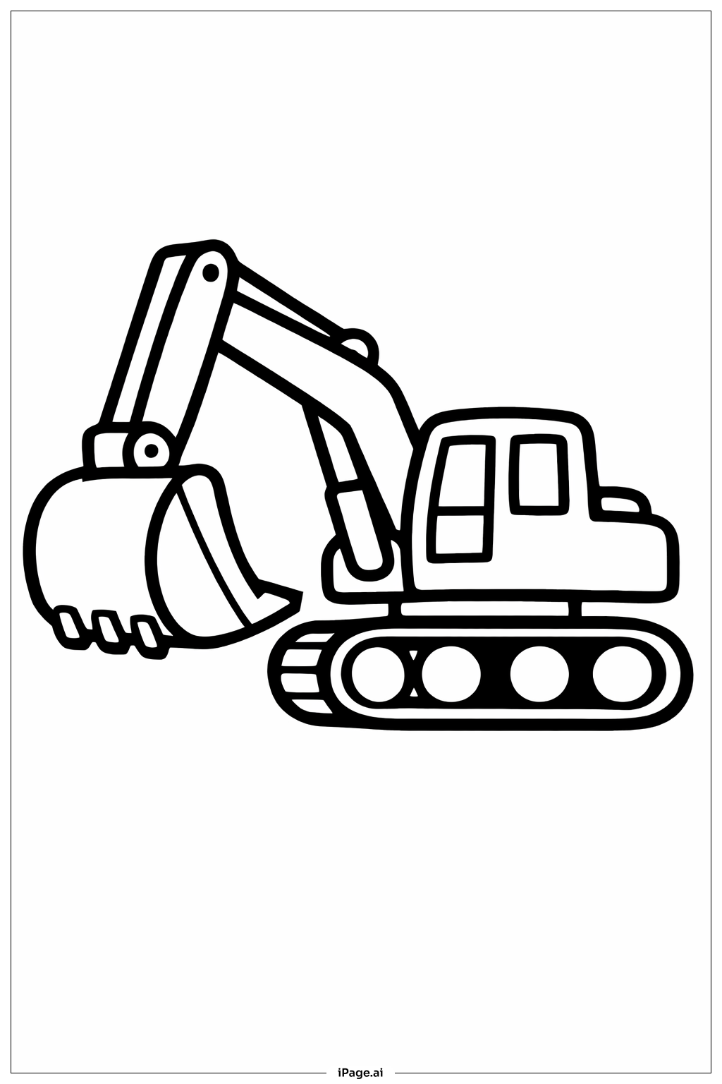  Página para colorir de Escavadora com Balde Grande 
