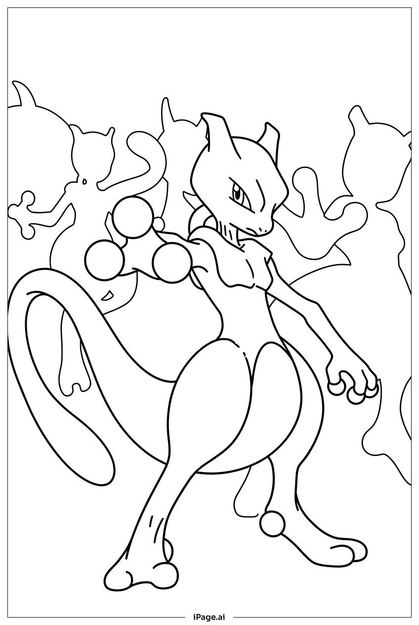 Página para colorear de Mewtwo enfrenta los ecos de su pasado clonado