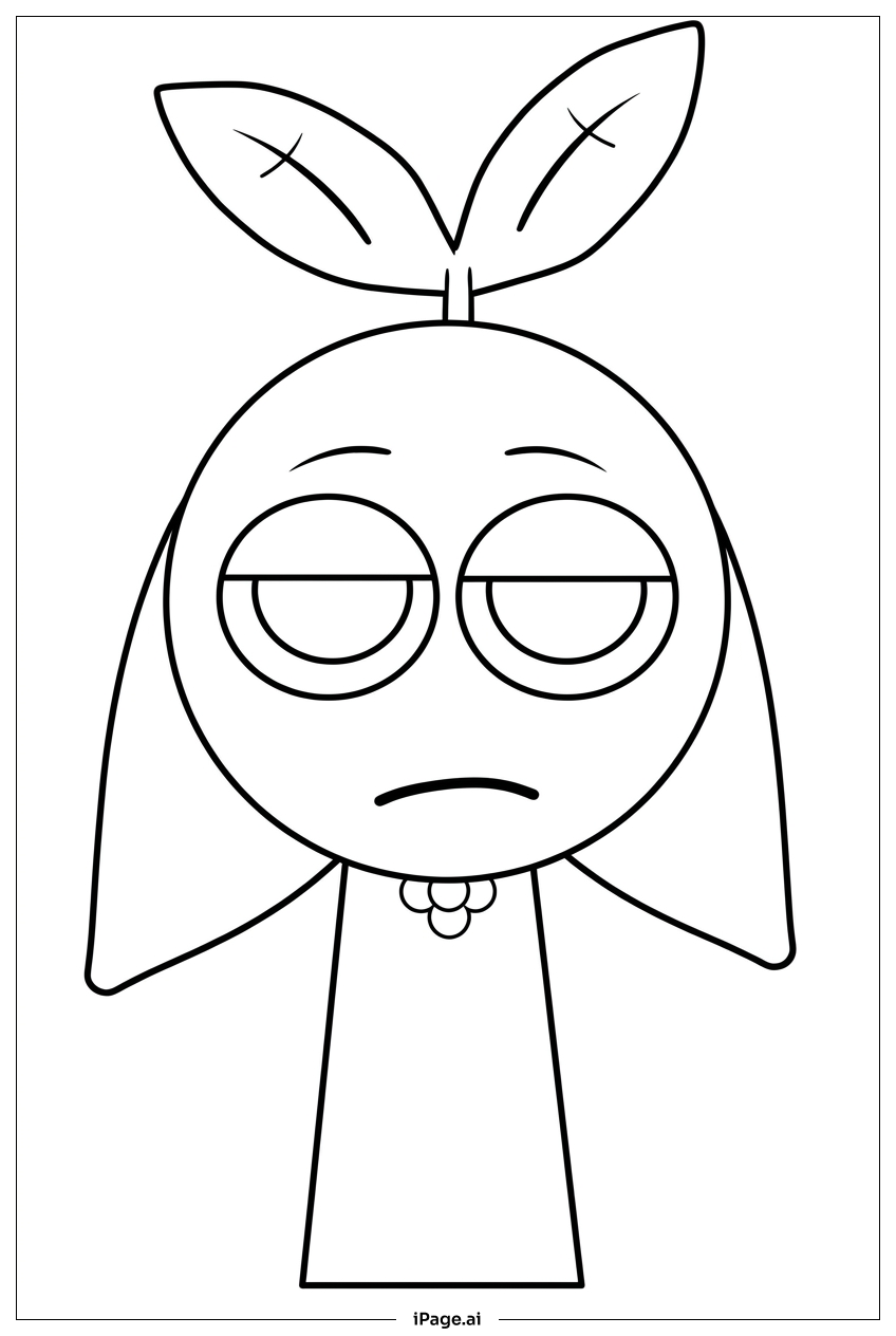 Página para colorir de Sprunki, andarilho coroado de folhas com sono hoje