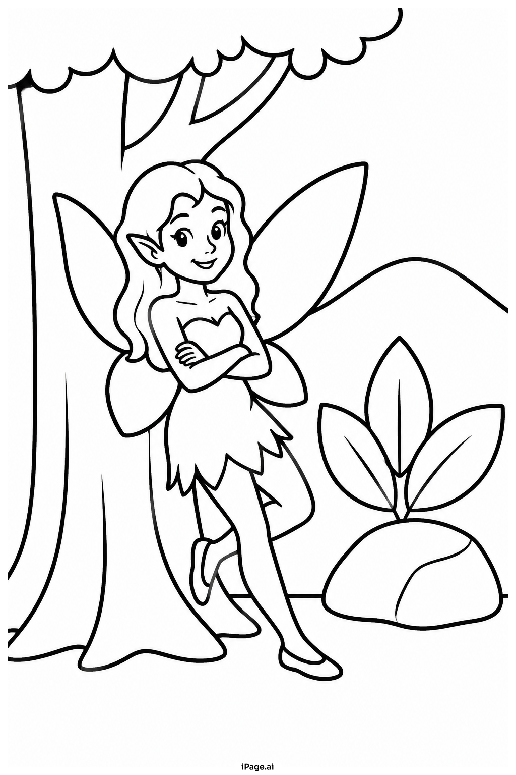  Fairy By Tree Coloring Page 
