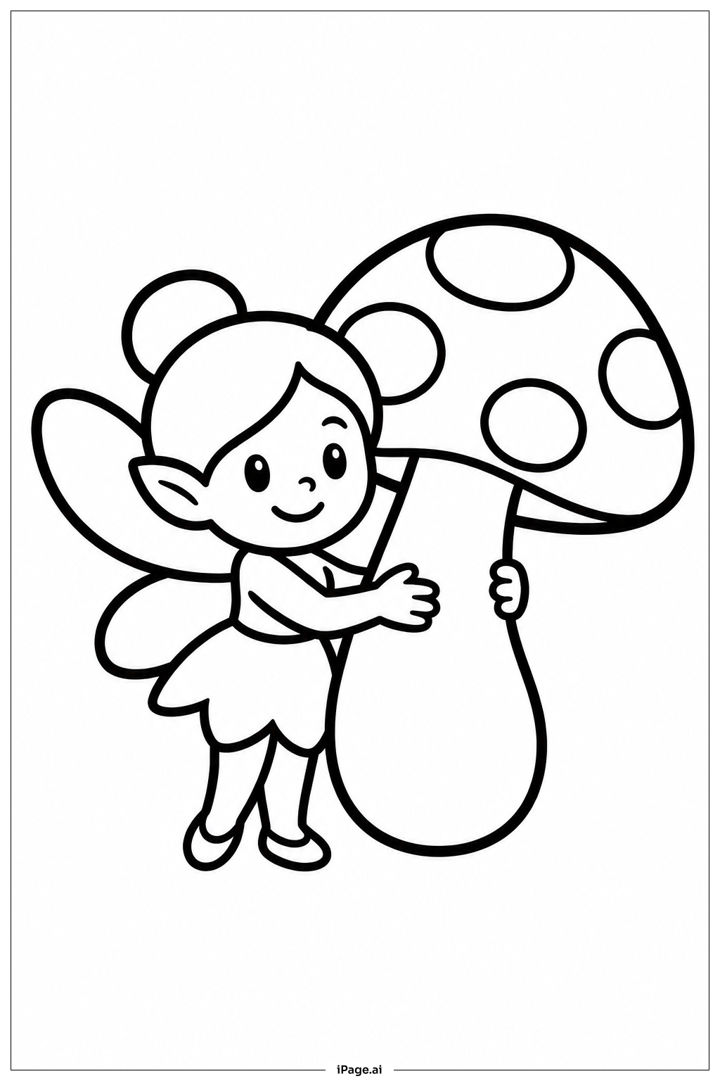  Fairy Holding Mushroom Coloring Page 