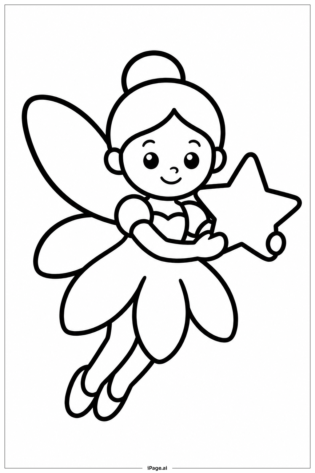 Fairy Holding Star Coloring Page