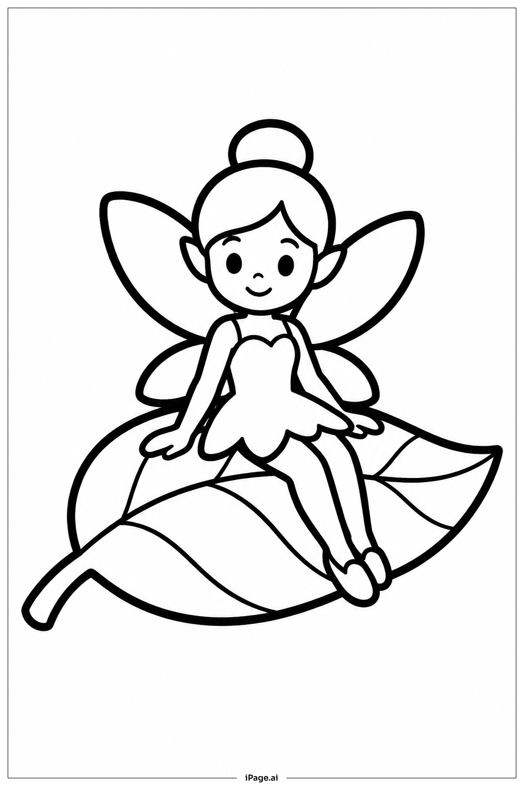 Fairy On A Leaf Coloring Page
