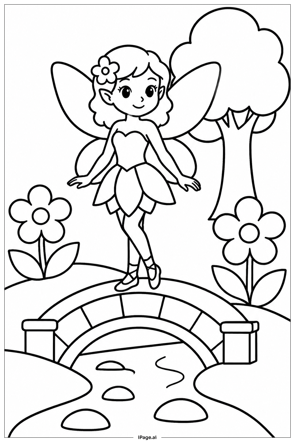  Fairy On Bridge Coloring Page 