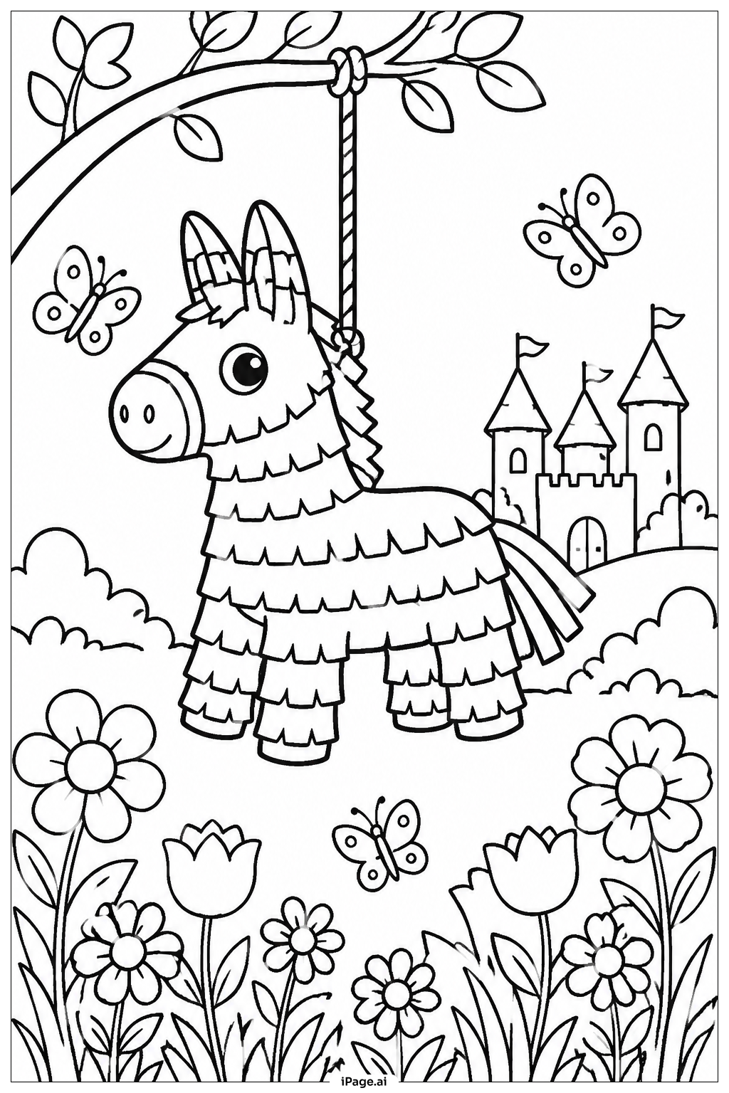 Página para colorear de Jardín de cuento de hadas Pinata