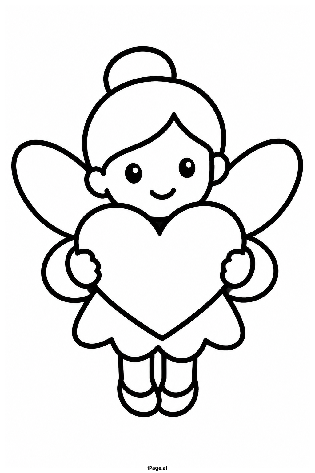 Fairy With Heart Coloring Page
