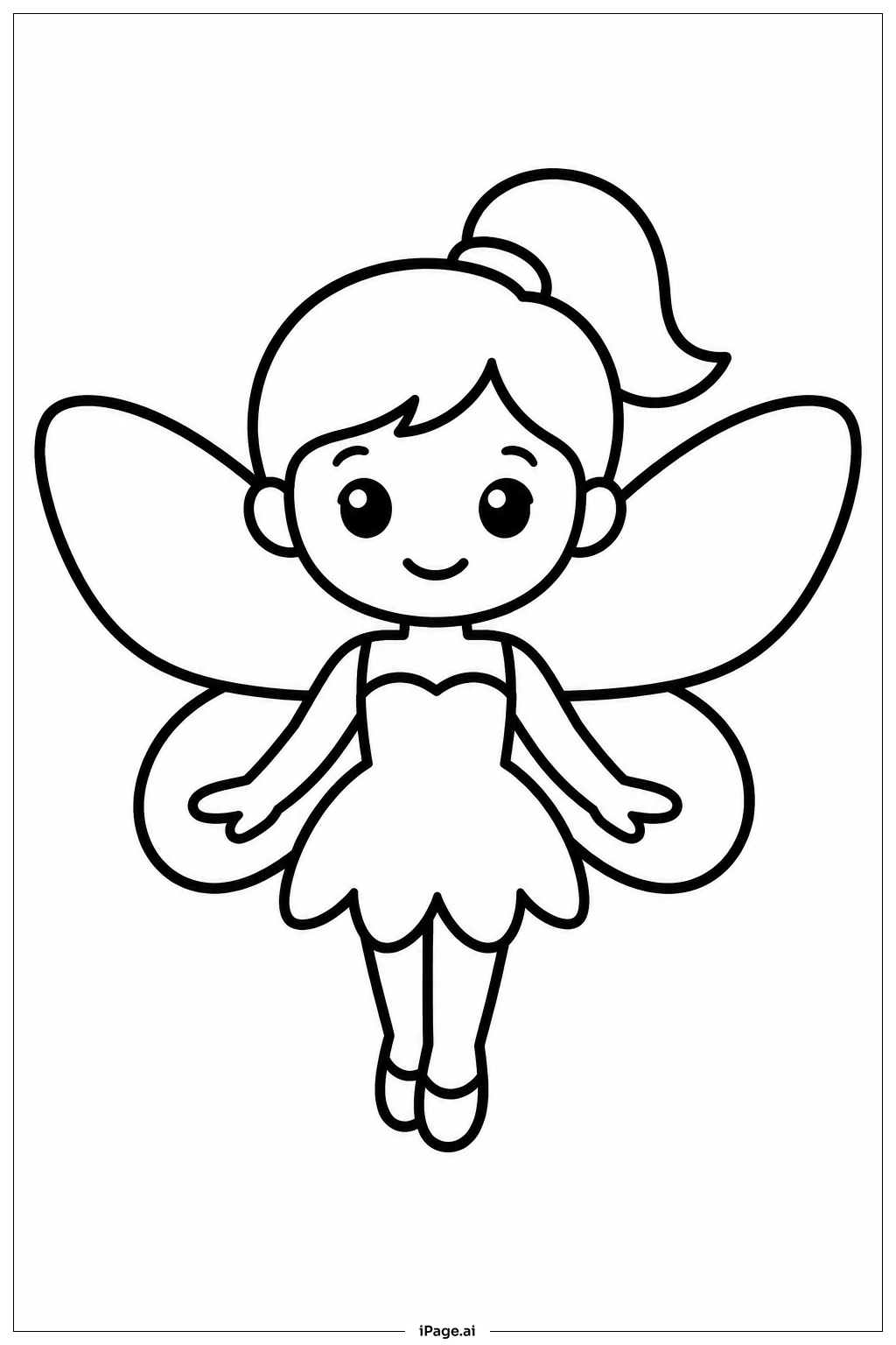  Fairy With Ponytail Coloring Page 