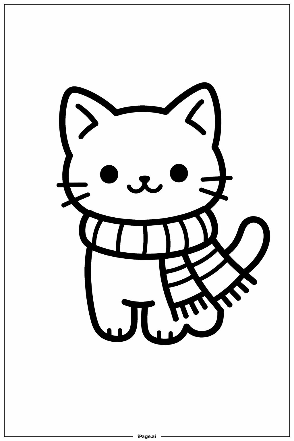  秋天的貓咪著色頁 