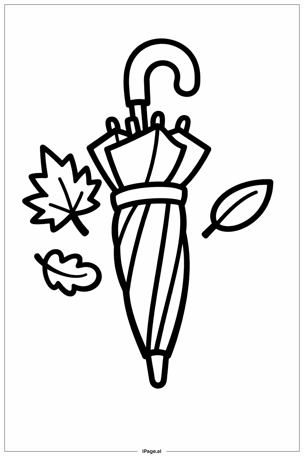  秋季雨傘著色頁 