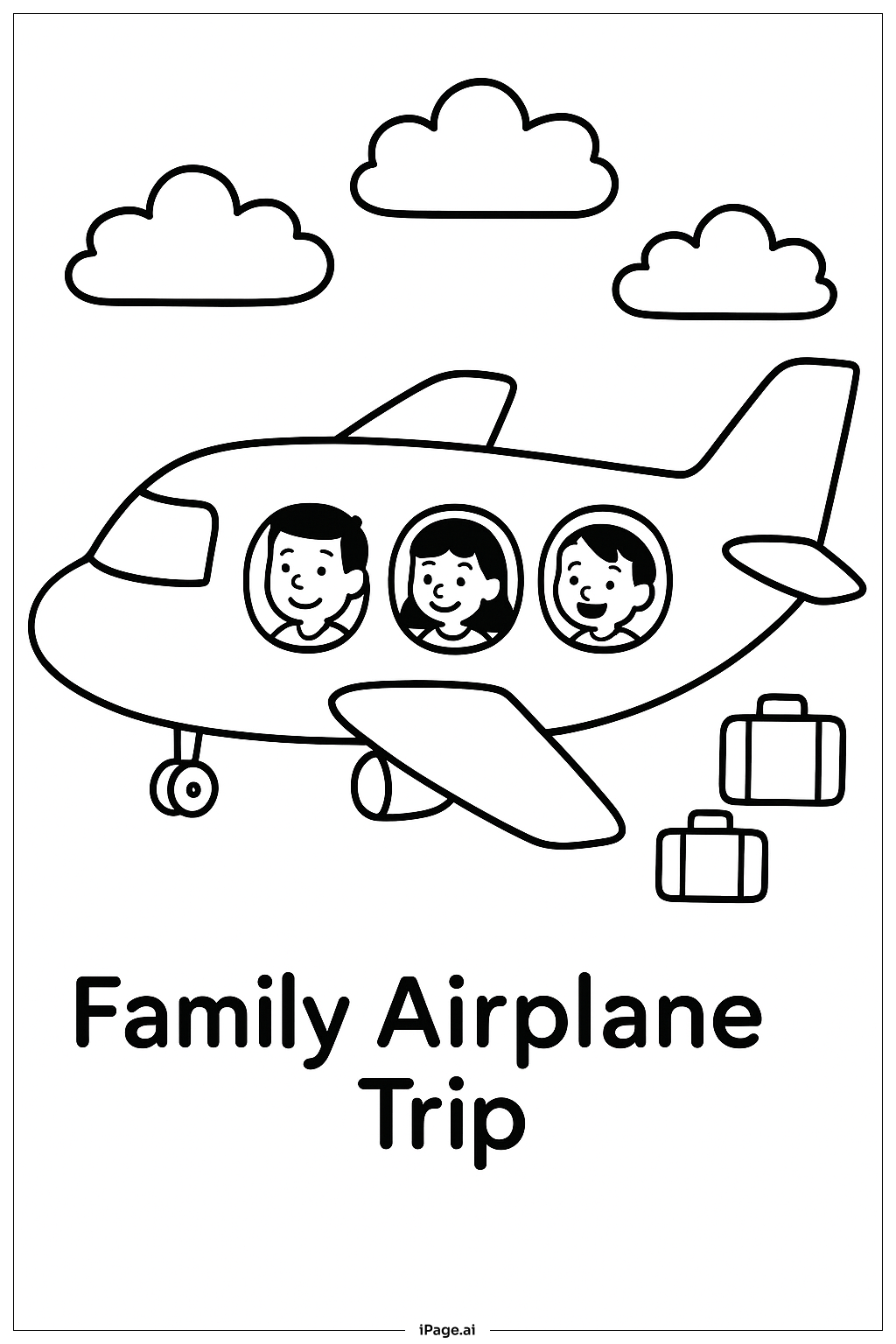  가족 비행기 여행 색칠공부 페이지 