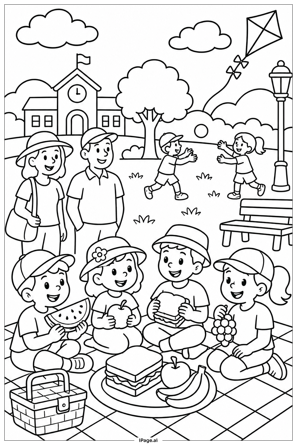 お別れピクニック・学年最終日の塗り絵ページ