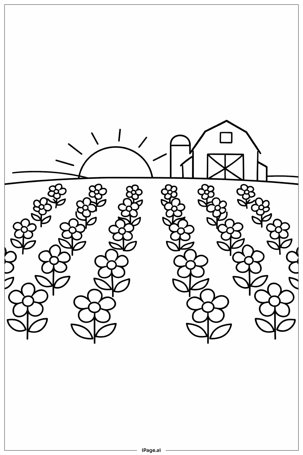Farm Field Flowers Coloring Page
