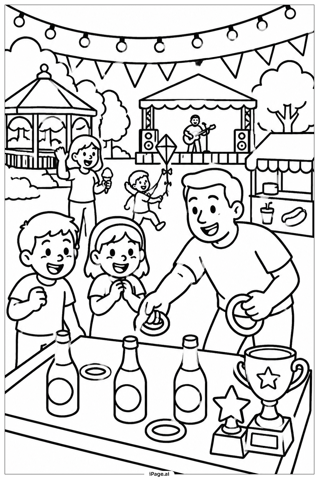 Page de coloriage Fête dans le jardin de la fête des Pères