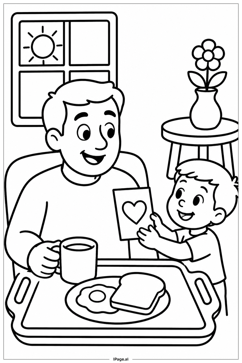  Página para colorear de Desayuno del Día del Padre 