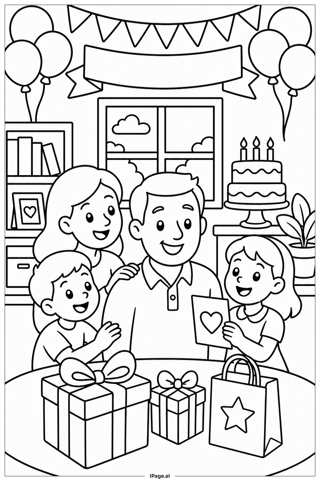 Página para colorear de Fiesta de Celebración del Día del Padre
